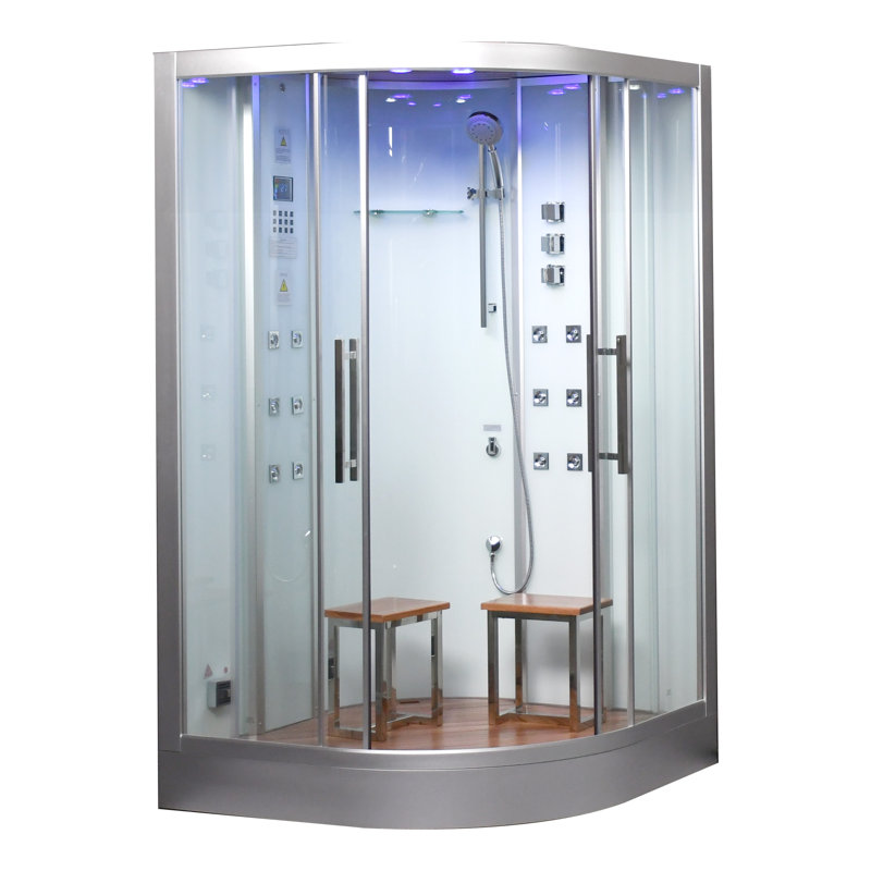 47'' W 89'' H Framed Round Double Slide Shower Enclosure