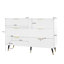  Modern Black Fluted 6-Drawer Standard Accent Cabinet with Gold Handles Storage Sideboard-1526093576