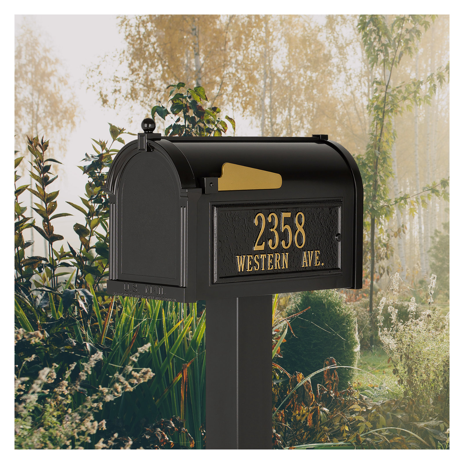 Premium Package Post Mounted Mailbox, Yes, Black