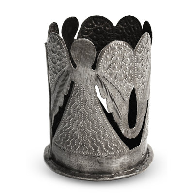 Petit porte-votive en métal ange
