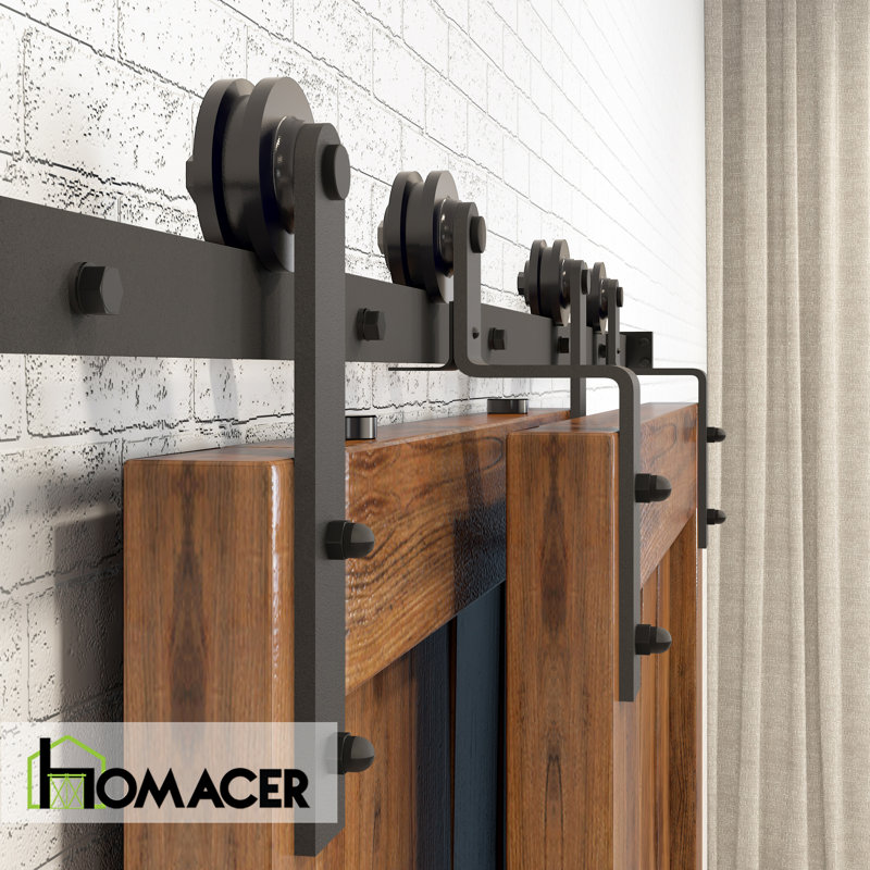 Rustic Black Double Bypass Barn Door Hardware Kit