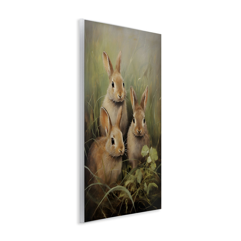 Baby Bunny Trio Wall Plaque Art by Petal Prints Design, H 19 po x l 13 po