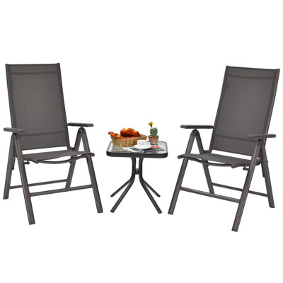 Ensemble de conversation bistro 3 pièces Imes avec chaises pliantes et table carrée Imes