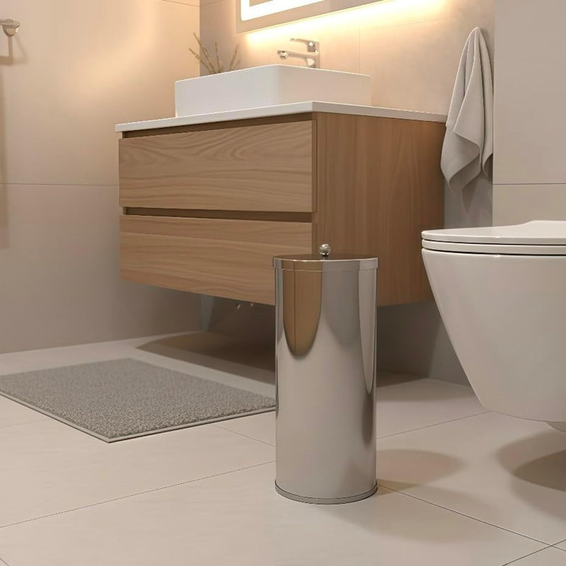 Porte-papier hygiénique en acier inoxydable - Rangement de salle de bain antirouille avec base amovible, paquet de 1