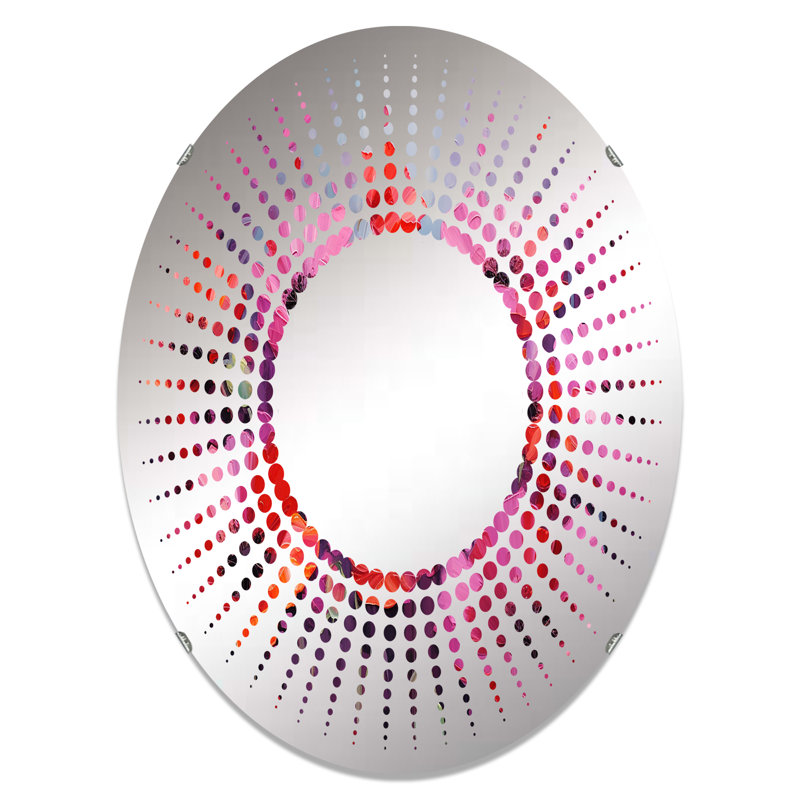 Magenta Poppy Fields Magic - Miroir décoratif Starburst | Ovale, 29,5 po x 19,6 po