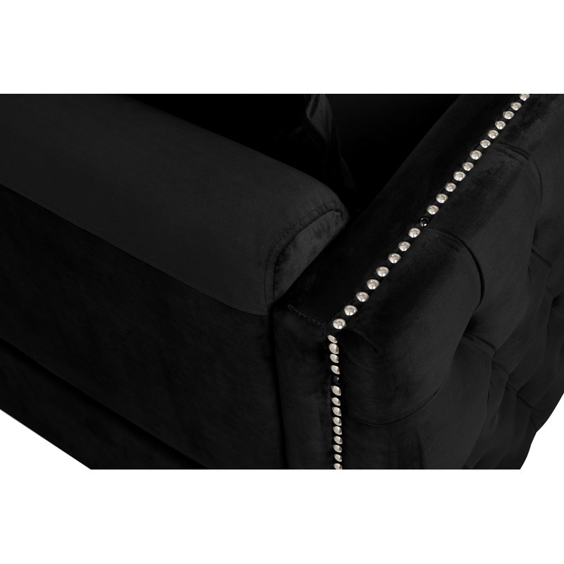 Bienville Velvet Armchair, Black Velvet