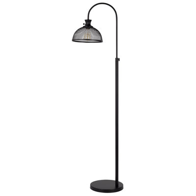 Lampe sur pied moderne 61 po, abat-jour en filet, base en métal, noir