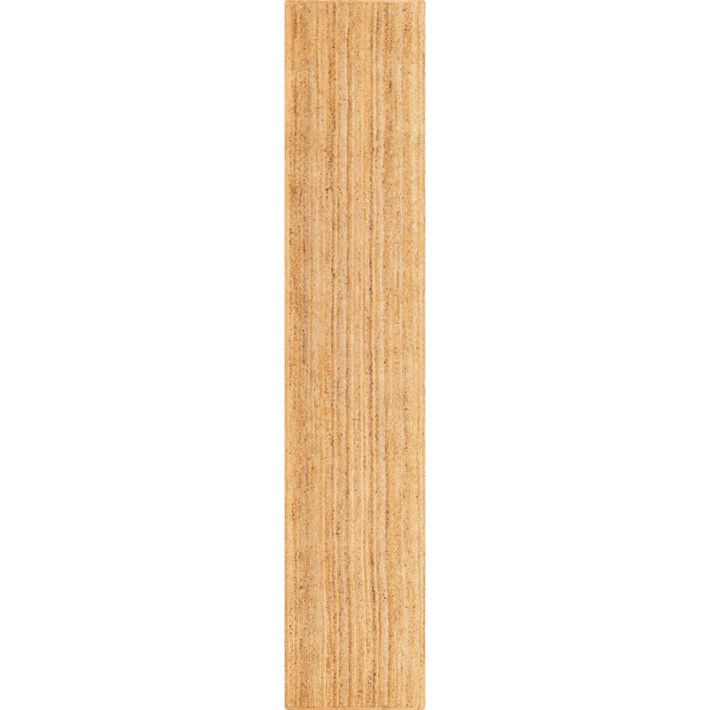 Tapis turgutreis tressé de couleur beige naturel, Tapis de couloir 2 pi 7 po x 13 pi