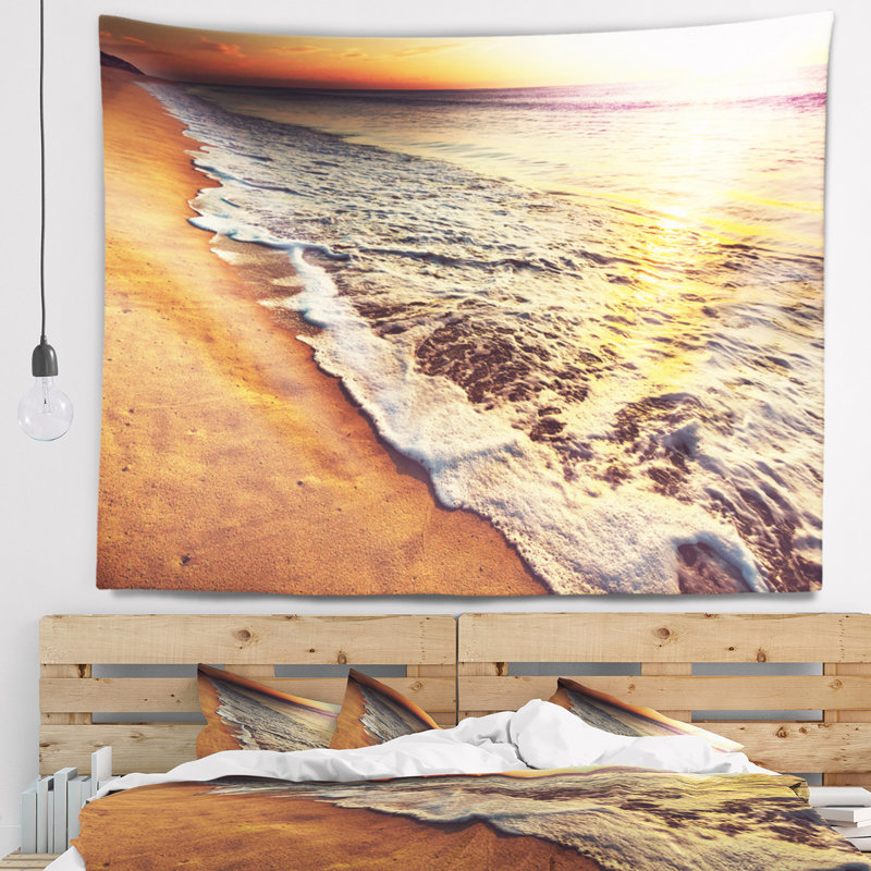 Tapisserie coucher de soleil sur la plage, H 50 po x l 60 po