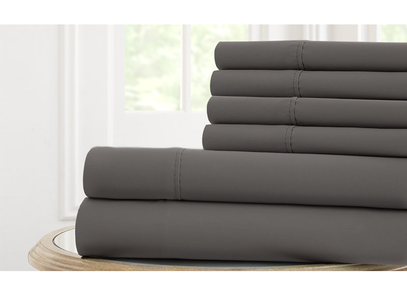 Cool Comfort Microfiber Sheet Set, Cal.King Sheet Set + 1 Fitted Sheet + Pillowcase, Charcoal