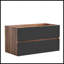 Meuble-lavabo Grace de 36 po en noyer avec tiroirs noirs doux, armoire flottante murale pour salle de bain moderne