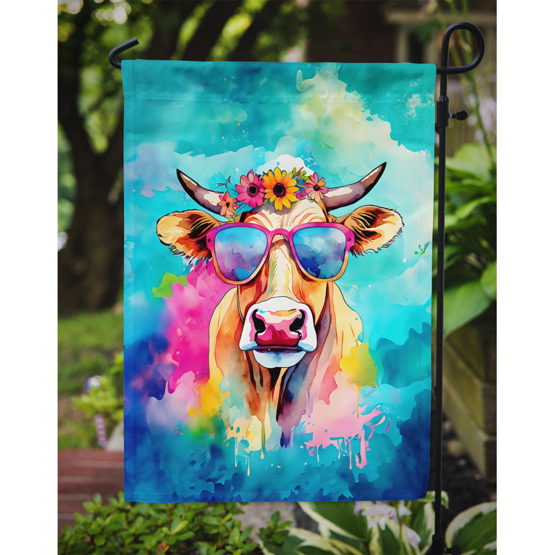 Drapeau de jardin de vache hippie Malvi