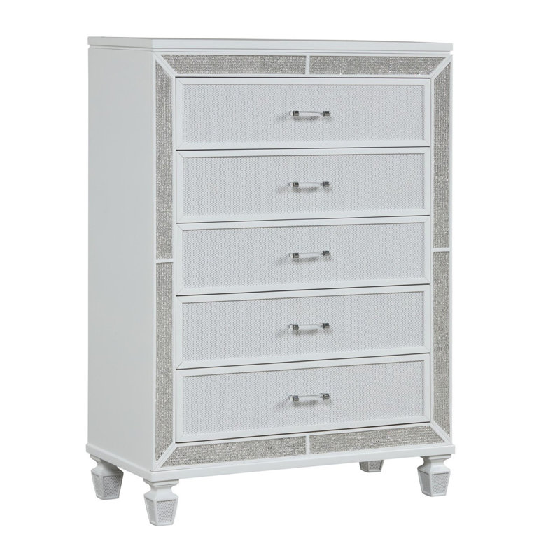 Commode 5 tiroirs Bolli, Blanc