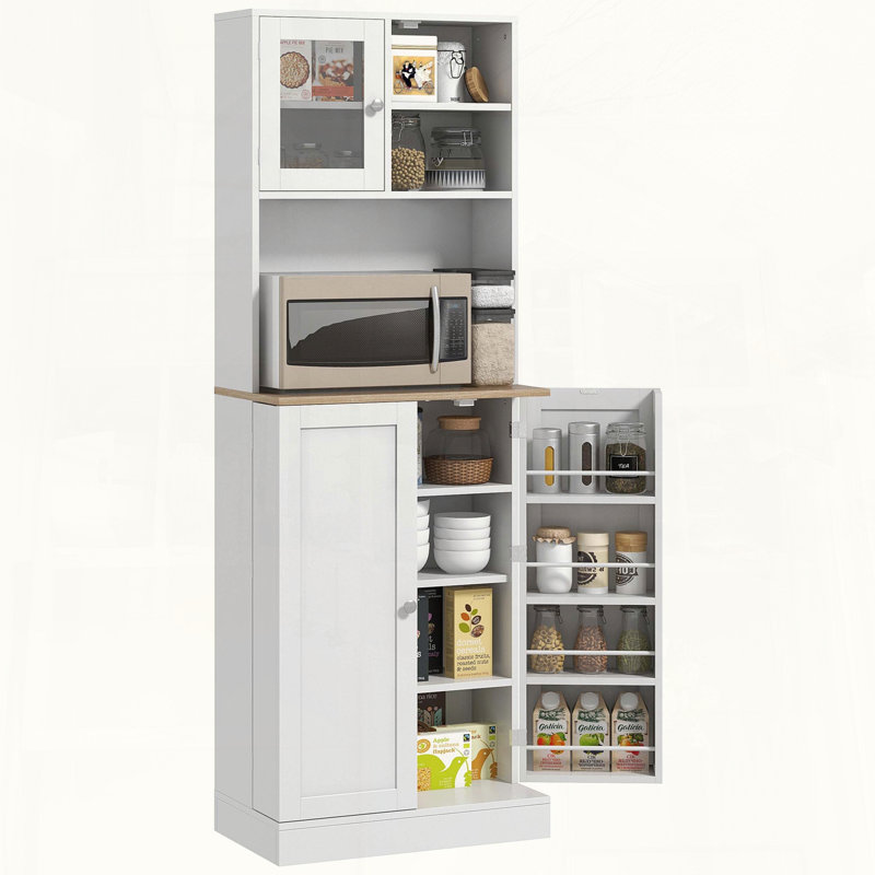 Garde-manger avec support pour micro-ondes et 8 tablettes de porte