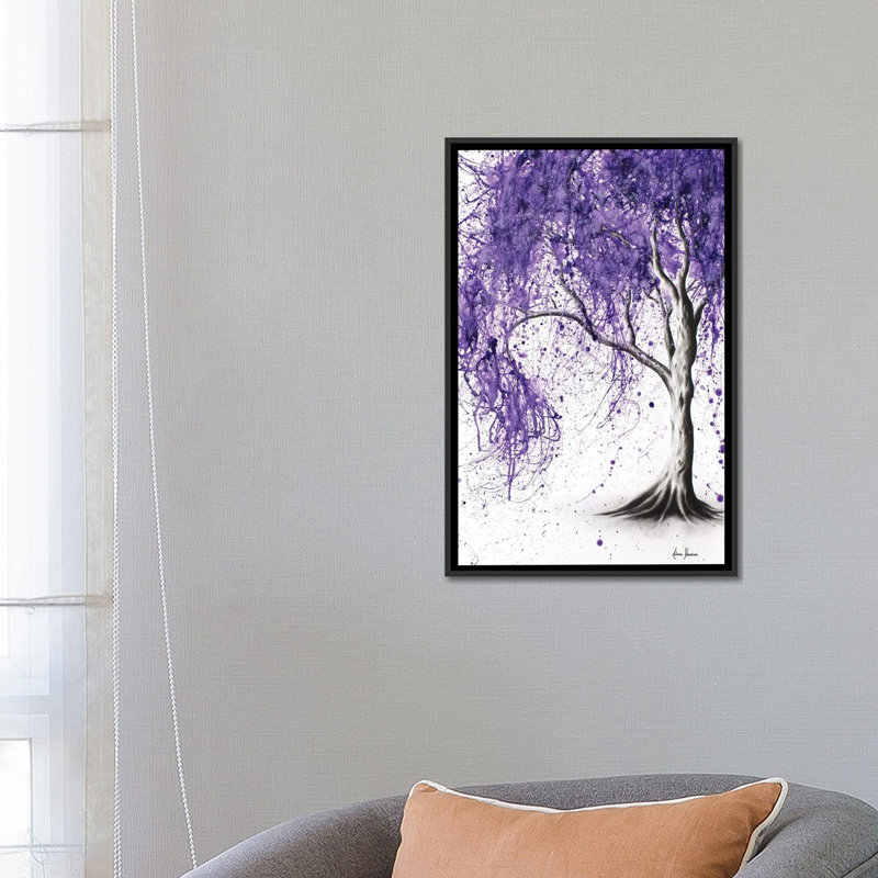 «Jacaranda Picnic», impression sur toile, H 26 po x l 18 po x P 1,5 po, Toile avec cadre noir, Pas de tapis