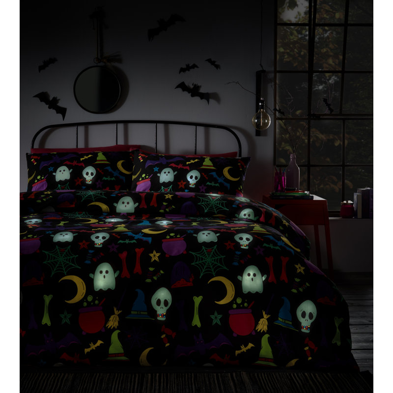 Horsten Ghouls and Ghosts Halloween Duvet Cover Set, Single - 1 Standard Pillowcase