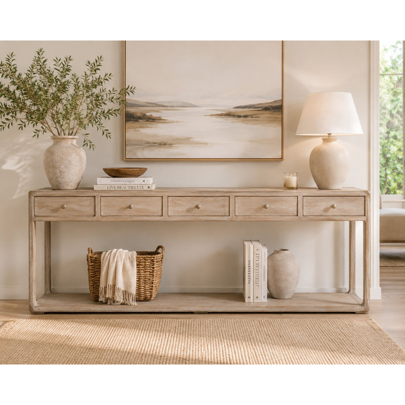 Ming 83.86'' W Solid Wood Console Table