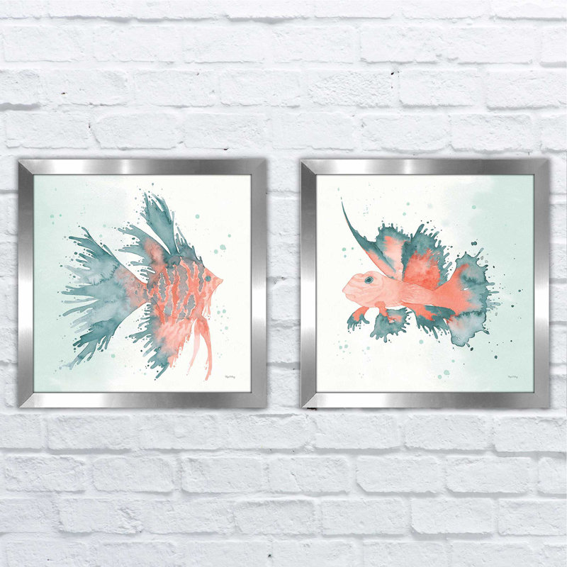 Splash V - ensemble de 2 reproductions d'art sur papier encadré, H 16,5 po x l 33 po x P 1 po, Pas de tapis