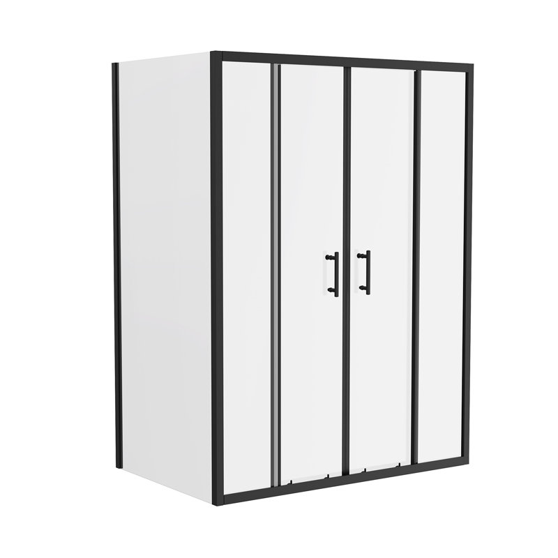 Hollandsworth Bathroom Shower Enclosure Cubicle Double Sliding Door with 800mm Side Panel Screen - 1900 x 1400 mm, Black