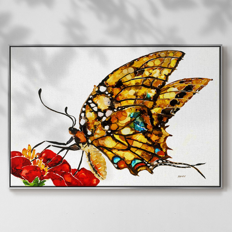 «Wings II», reproduction encadrée sur toile, Encadrement argenté, H 37 po x l 25 po x P 2 po