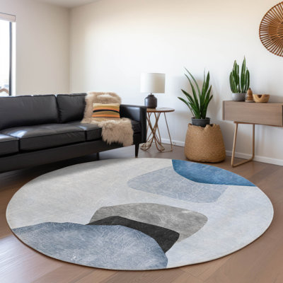 Premium Machine Washable Cerrito Amf547 Blue Rug