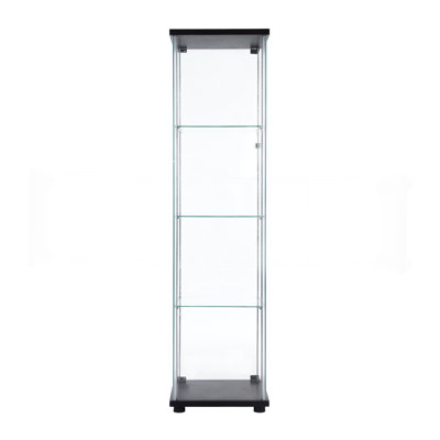 Vitrine à une porte avec 4 tablettes, noir