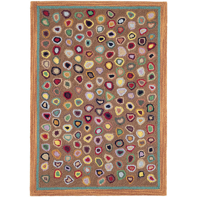 Cat'S Paw Brown Hand Micro Hooked Wool Rug, Rectangle 7'6" x 9'6"