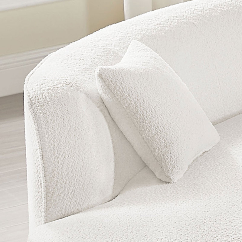 Ensemble de 2 pièces de canapé de salon de luxe de style moderne recouvert de tissu d'ameublement incurvé avec méridienne pour se détendre et recevoir avec style