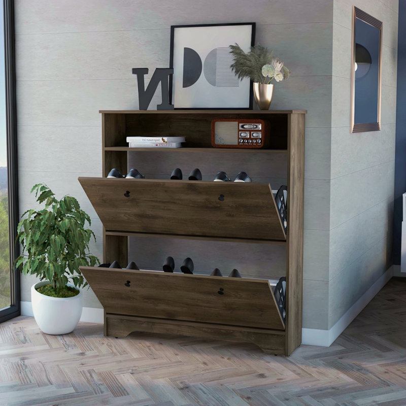 2-Shelf Shoe Rack, Brown