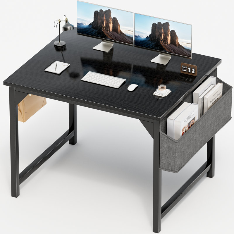 Bureau d'écriture en métal, Noir, H 29,8 po x l 32 po x P 19,7 po