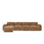 Canapé modulaire en L capitonné en velours avec repose-pieds mobile Camel, aucun assemblage requis-425447714
