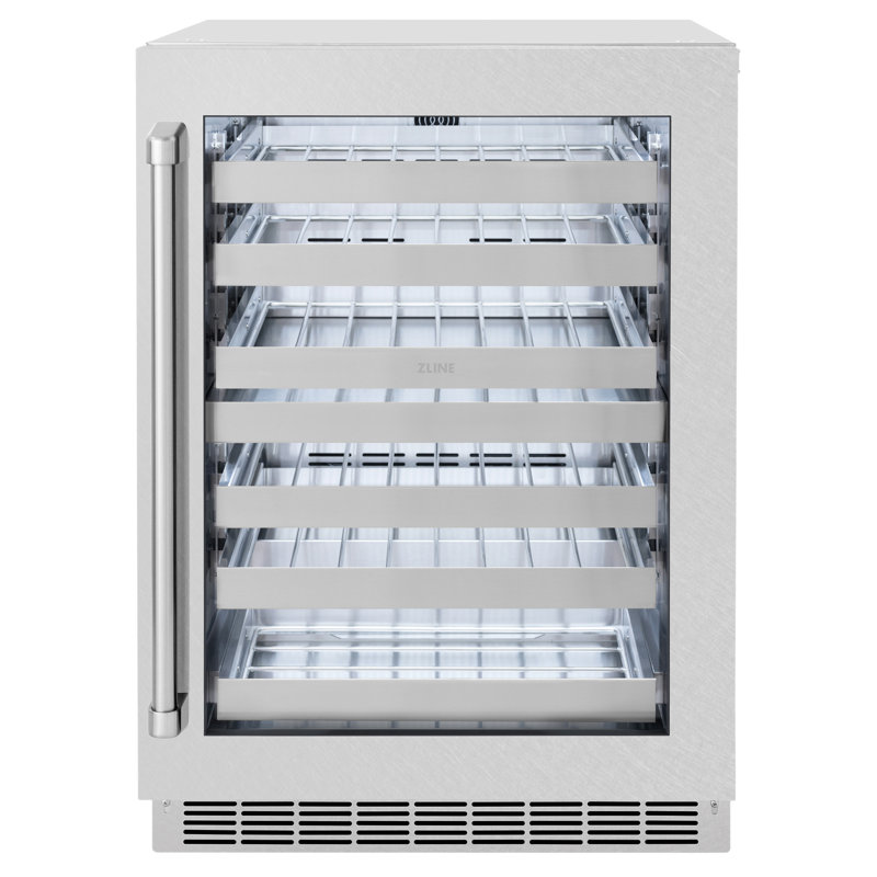 ZLINE 24" Touchstone Dual Zone Wine Cooler With Black Stainless Steel Glass Door, Satin Stainless Steel