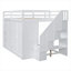 Lit mezzanine double en bois massif blanc Crisp avec rangement intégré pour chambre à coucher