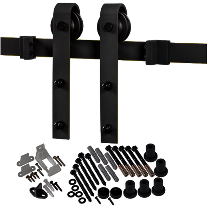 Primed Solid Core Barn Door with Oil-Rubbed Bronze Hardware