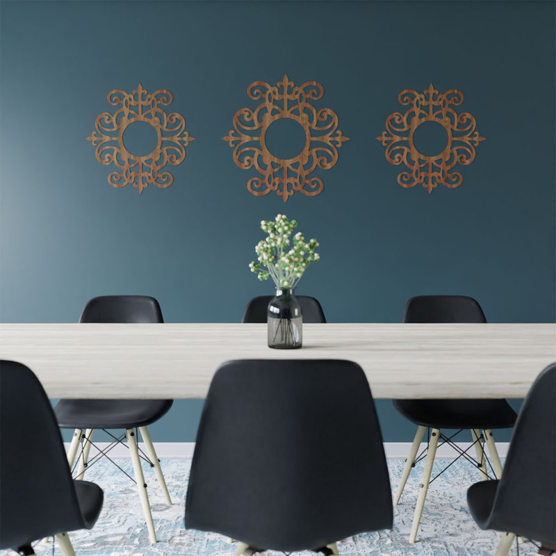 Médaillon de plafond en bois Dijon, Noyer, H 38 po x l 38 po x P 0,38 po