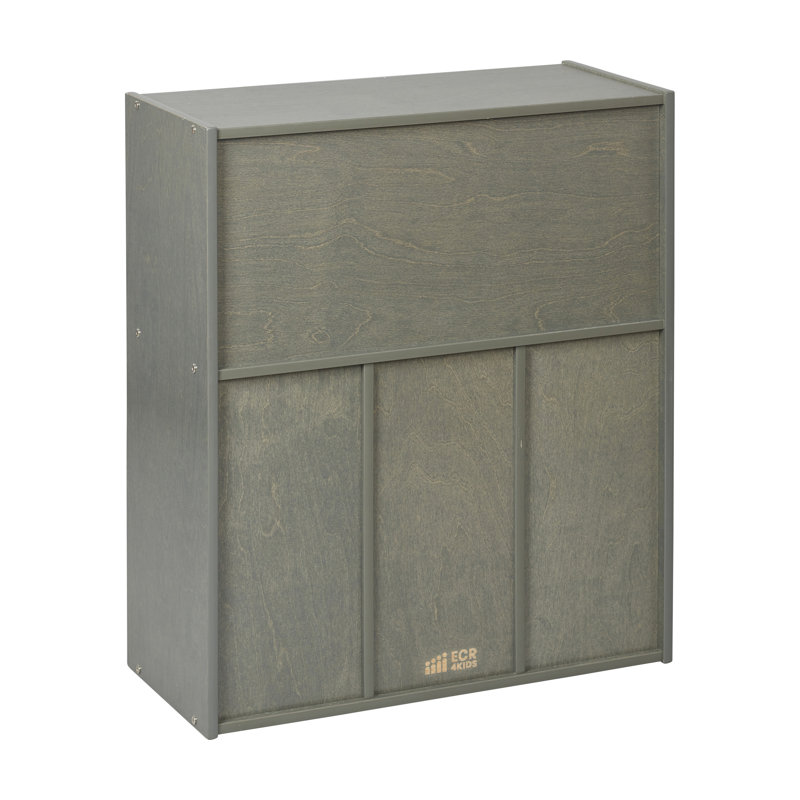 Grey Wash Birch 15-Cubby Kids Storage Cabinet