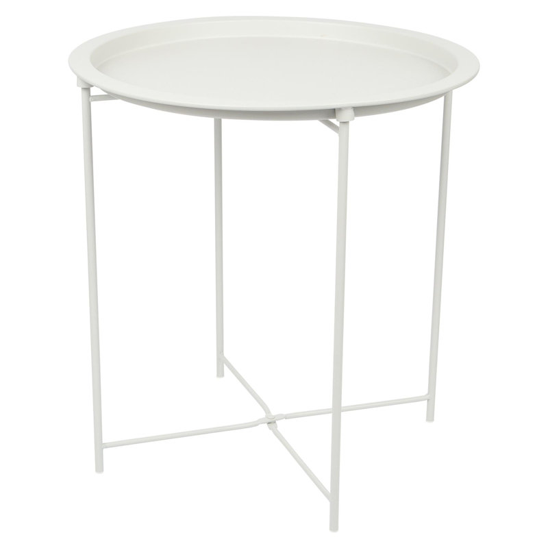 Harbour Housewares Round Steel Tray Table, White