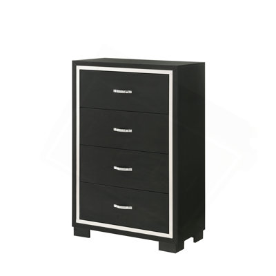 Mobilier de chambre à coucher moderne en bois noir élégant avec commode et commode 1 pièce Glam