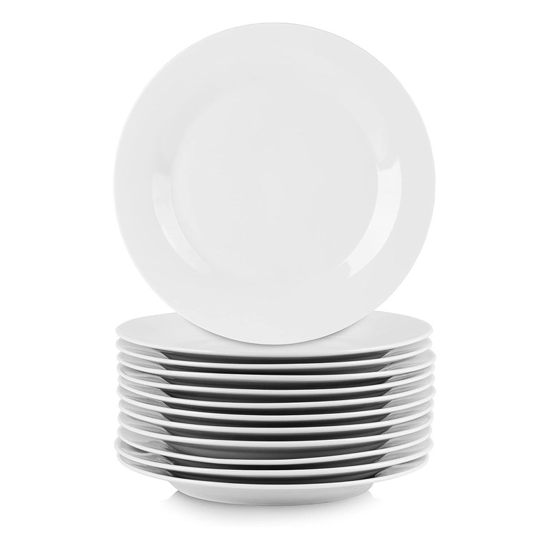 Latitude Run® Professional Kitchen 12 Piece Round Porcelain Salad Plate Set in White