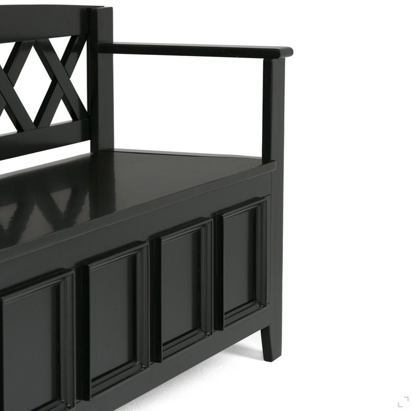 Amherst Solid Wood Entryway Storage Bench, Black
