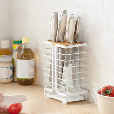 White Knife Block Kitchen Knife Rack Storage Box