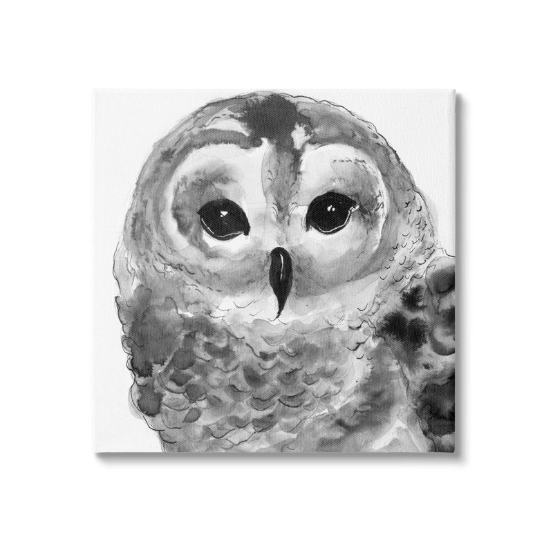 «Tranquil Barn Owl Bird Face», peinture sur toile tendue surdimensionnée par Patti Mann, H 30 po x l 30 po x P 1,5 po