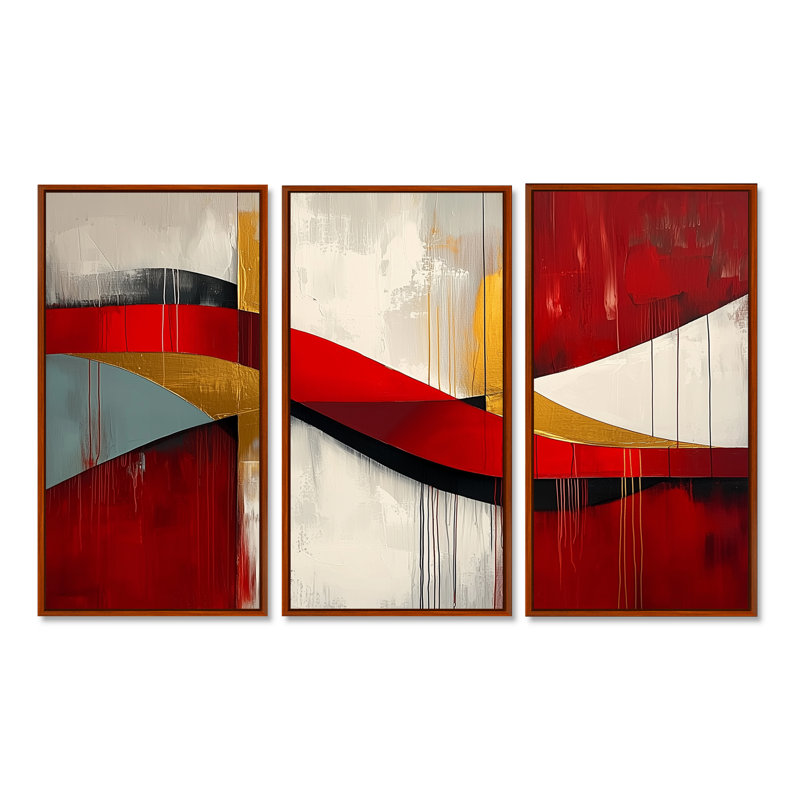 Subtil terrain de couleurs volcaniques II - Art mural grand minimalisme - 3 panneaux, H 32 po x l 48 po, Brun