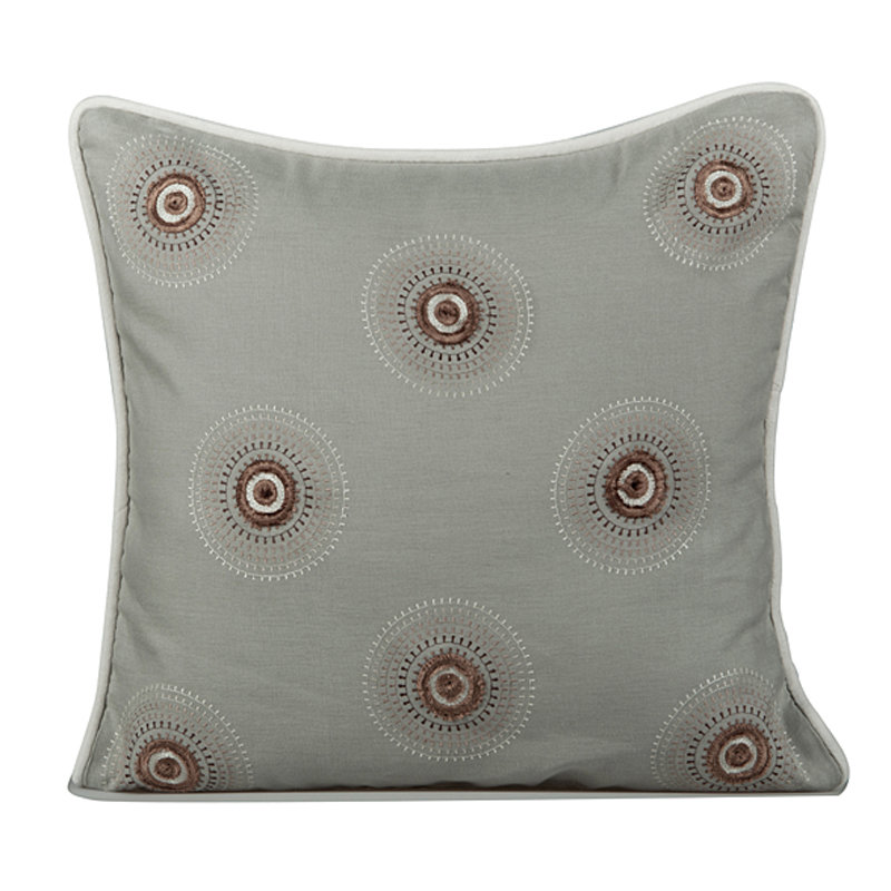Dazzle Embroidered Feather Reversible Throw Pillow, Mist