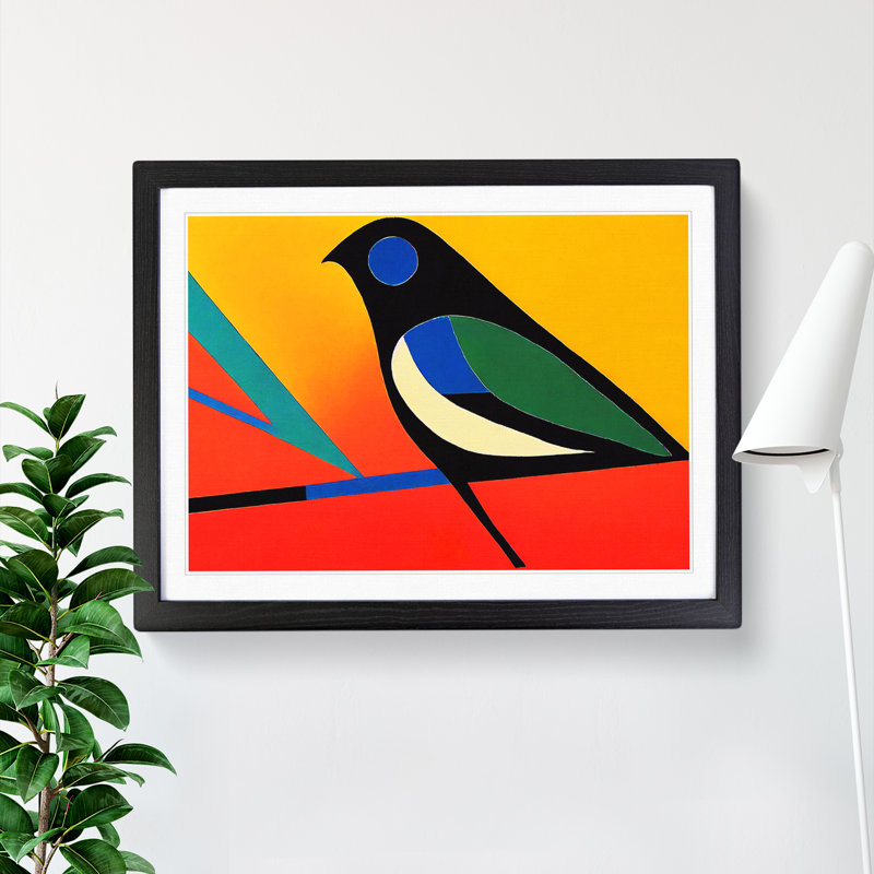 Hypnotic Abstract Bird - Single Picture Frame Print, 34cm H x 46cm W x 2cm D, Black