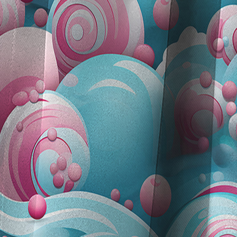 Popart Candy Crush Chaos I - Rideau abstrait - Rideau abstrait occultant - 1 panneaux, L 52 po x L 63 po