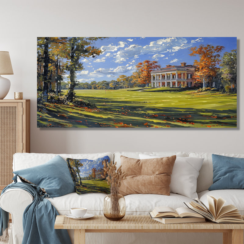 «Autumn Country Club Charm III - Country Club», reproduction d'art mural, Toile tendue, H 28 po x l 60 po x P 1,5 po