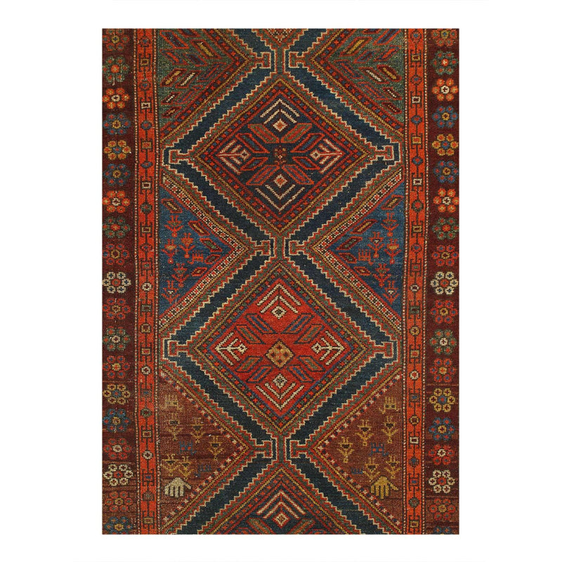 Tapis de couloir oriental en laine et coton noué à la main 3 pi 5 po x 8 pi 2 po Oriental
