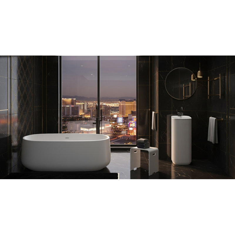 Ottavo 61.62'' L Freestanding Soaking Bathtub, Gloss White