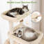 Tour pour arbre à chat multi-niveaux de 84 pouces de hauteur avec 9 poteaux à griffer en sisal, 2 condos pour chat, hamac et perchoir moelleux surdimensionné - idéale pour les chats d'intérieur-1957589562